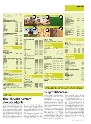 Des prix stationnaires Des prix stationnaires