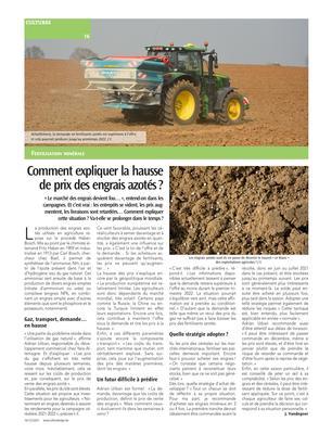 Comment expliquer la hausse de prix des engrais azotés? Comment expliquer la hausse de prix des engrais azotés?
