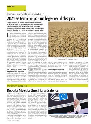2021 se termine par un léger recul des prix 2021 se termine par un léger recul des prix