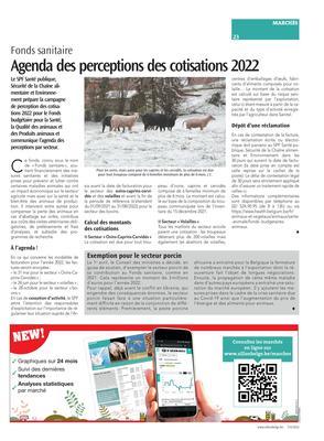 Agenda des perceptions des cotisations 2022 Agenda des perceptions des cotisations 2022