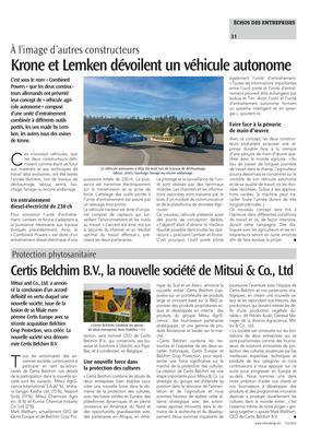 Certis Belchim B.V., la nouvelle société de Mitsui & Co., Ltd Certis Belchim B.V., la nouvelle société de Mitsui & Co., Ltd