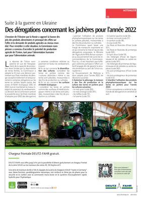 Des dérogations concernant les jachères pour l’année 2022 Des dérogations concernant les jachères pour l’année 2022