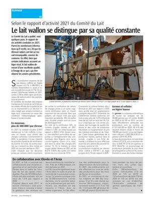 Le lait wallon se distingue par sa qualité constante Le lait wallon se distingue par sa qualité constante