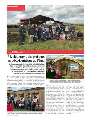 À la découverte des pratiquesagro-éco-touristique au Pérou À la découverte des pratiquesagro-éco-touristique au Pérou