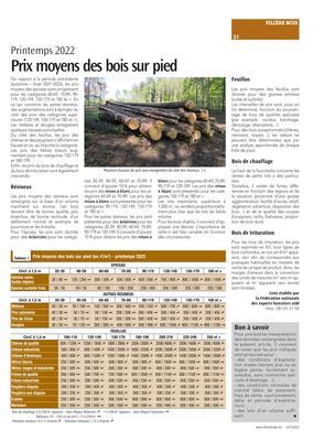 Prix moyens des bois sur pied Prix moyens des bois sur pied