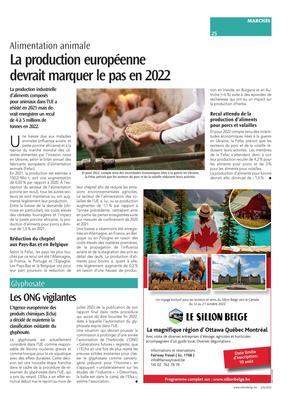 La production européenne devrait marquer le pas en 2022 La production européenne devrait marquer le pas en 2022