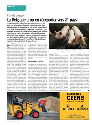 La Belgique a pu en réexporter vers 21 pays La Belgique a pu en réexporter vers 21 pays