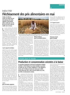 Production et consommation orientées à la baisse Production et consommation orientées à la baisse