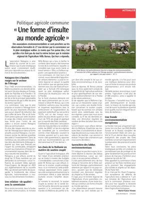 «Une forme d’insulte au monde agricole» «Une forme d’insulte au monde agricole»