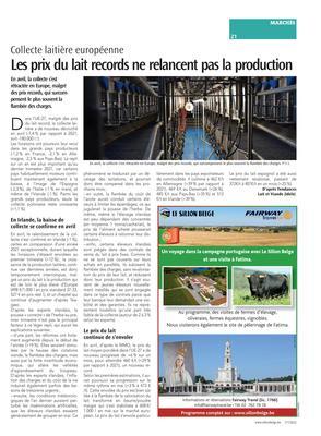 Les prix du lait records ne relancent pas la production Les prix du lait records ne relancent pas la production