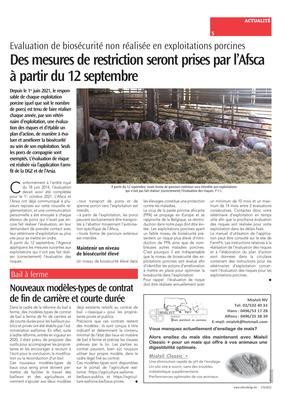 Des mesures de restriction seront prises par l’Afscaà partir du 12 septembre Des mesures de restriction seront prises par l’Afscaà partir du 12 septembre