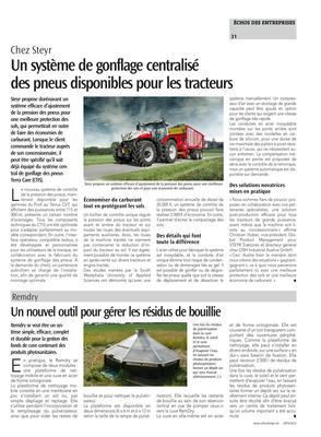Un système de gonflage centralisédes pneus disponibles pour les tracteurs Un système de gonflage centralisédes pneus disponibles pour les tracteurs