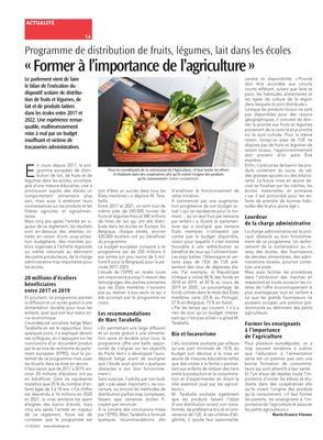 «Former à l’importance de l’agriculture» «Former à l’importance de l’agriculture»