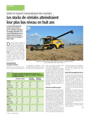 Les stocks de céréales atteindraientleur plus bas niveau en huit ans