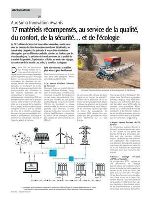 17matériels récompensés, au service de la qualité, du confort, de la sécurité… et de l’écologie 17matériels récompensés, au service de la qualité, du confort, de la sécurité… et de l’écologie