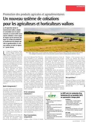 Un nouveau système de cotisationspour les agriculteurs et horticulteurs wallons