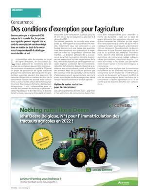 Des conditions d’exemption pour l’agriculture Des conditions d’exemption pour l’agriculture