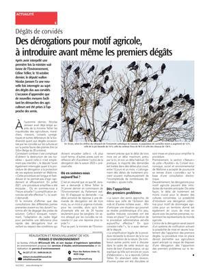 Des dérogations pour motif agricole,à introduire avant même les premiers dégâts Des dérogations pour motif agricole,à introduire avant même les premiers dégâts