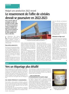 Le resserrement de l’offre de céréales devrait se poursuivre en 2022-2023 Le resserrement de l’offre de céréales devrait se poursuivre en 2022-2023