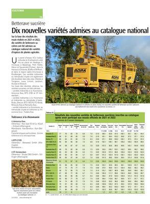 Dix nouvelles variétés admises au catalogue national