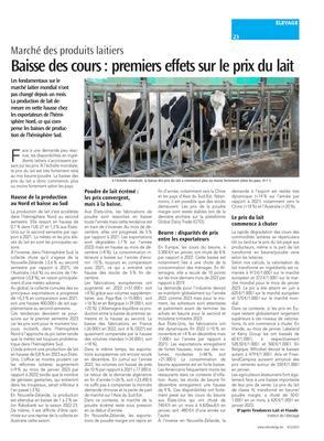 Baisse des cours: premiers effets sur le prix du lait Baisse des cours: premiers effets sur le prix du lait