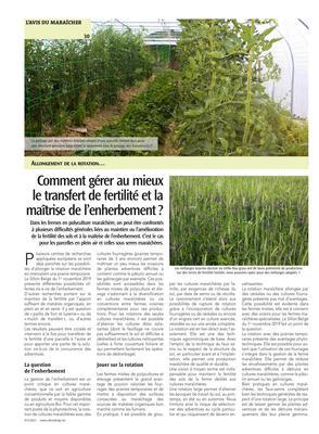 Comment gérer au mieuxle transfert de fertilité et la maîtrise de l’enherbement? Comment gérer au mieuxle transfert de fertilité et la maîtrise de l’enherbement?