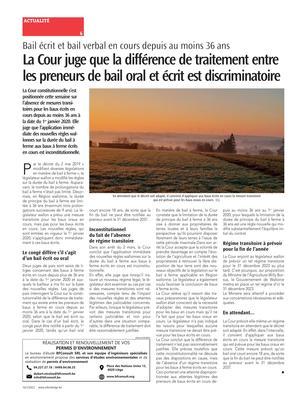 La Cour juge que la différence de traitement entre les preneurs de bail oral et écrit est discriminatoire La Cour juge que la différence de traitement entre les preneurs de bail oral et écrit est discriminatoire