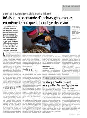 Réaliser une demande d’analyses génomiquesen même temps que le bouclage des veaux Réaliser une demande d’analyses génomiquesen même temps que le bouclage des veaux