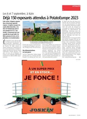 Déjà 150exposants attendus à PotatoEurope 2023 Déjà 150exposants attendus à PotatoEurope 2023