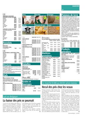 Recul des prix chez les veaux Recul des prix chez les veaux