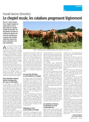 Le cheptel recule, les cotations progressent légèrement Le cheptel recule, les cotations progressent légèrement