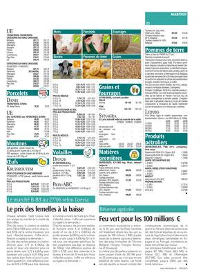Le prix des femelles à la baisse Le prix des femelles à la baisse