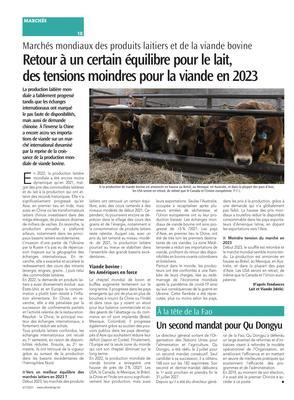 Retour à un certain équilibre pour le lait, des tensions moindres pour la viande en 2023 Retour à un certain équilibre pour le lait, des tensions moindres pour la viande en 2023