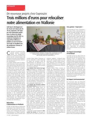 Trois millions d’euros pour relocalisernotre alimentation en Wallonie Trois millions d’euros pour relocalisernotre alimentation en Wallonie