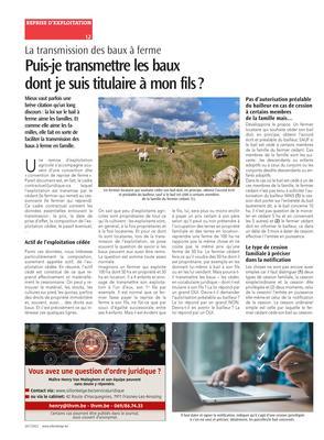 Puis-je transmettre les bauxdont je suis titulaire à mon fils? Puis-je transmettre les bauxdont je suis titulaire à mon fils?