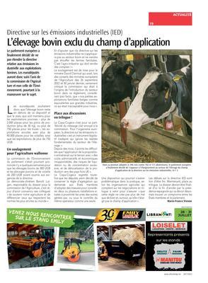L’élevage bovin excludu champ d’application L’élevage bovin excludu champ d’application