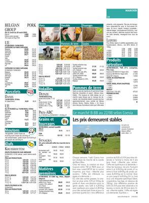 Les prix demeurent stables Les prix demeurent stables