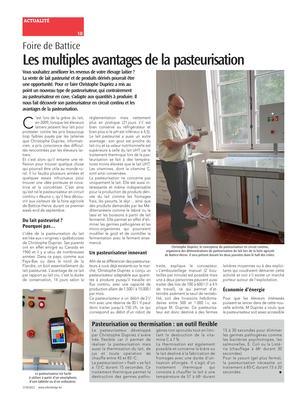 Pasteurisation ou thermisation: un outil flexible Pasteurisation ou thermisation: un outil flexible