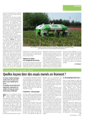 Quelles leçons tirer des essais menés en froment? Quelles leçons tirer des essais menés en froment?
