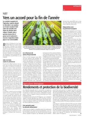 Rendements et protection de la biodiversité Rendements et protection de la biodiversité