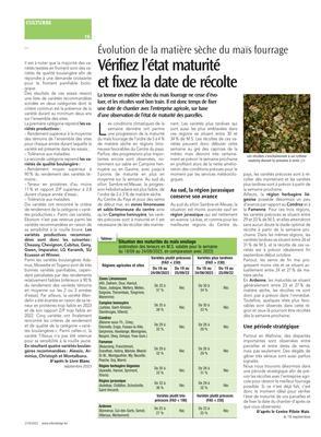 Vérifiez l’état maturité et fixez la date de récolte Vérifiez l’état maturité et fixez la date de récolte