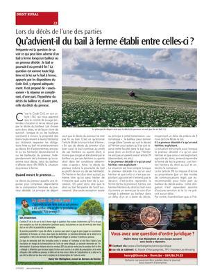 Qu’advient-il du bail à ferme établi entre celles-ci? Qu’advient-il du bail à ferme établi entre celles-ci?