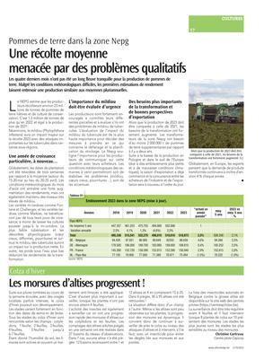 Une récolte moyenne menacée par des problèmes qualitatifs Une récolte moyenne menacée par des problèmes qualitatifs