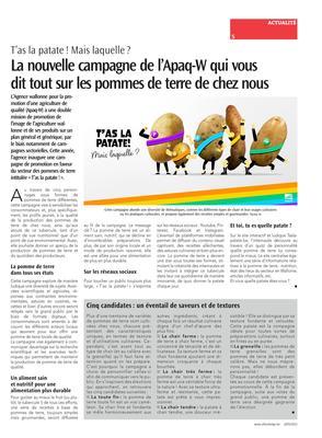 La nouvelle campagne de l’Apaq-W qui vousdit tout sur les pommes de terre de chez nous La nouvelle campagne de l’Apaq-W qui vousdit tout sur les pommes de terre de chez nous