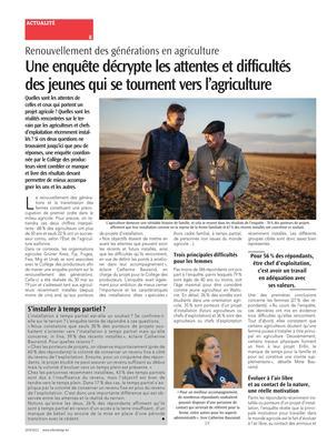 Une enquête décrypte les attentes et difficultésdes jeunes qui se tournent vers l’agriculture Une enquête décrypte les attentes et difficultésdes jeunes qui se tournent vers l’agriculture