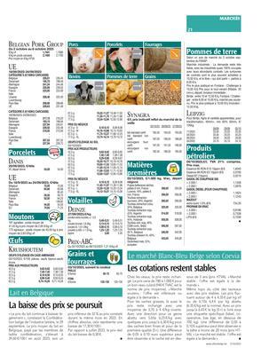 Les cotations restent stables Les cotations restent stables