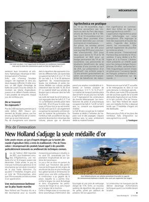 New Holland s’adjuge la seule médaille d’or New Holland s’adjuge la seule médaille d’or
