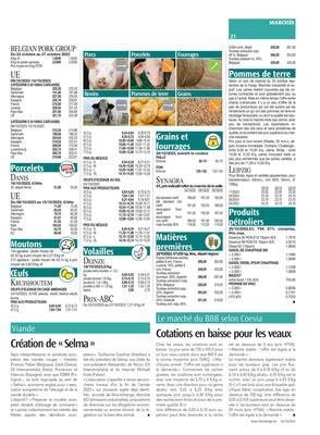 Cotations en baisse pour les veaux Cotations en baisse pour les veaux