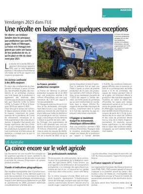 Une récolte en baisse malgré quelques exceptions Une récolte en baisse malgré quelques exceptions