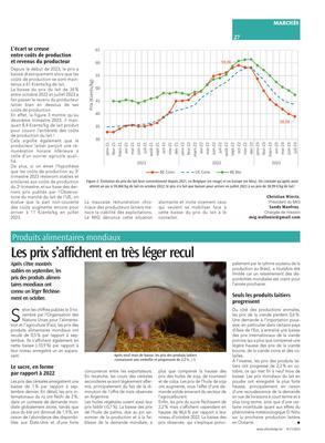 Les prix s’affichent en très léger recul Les prix s’affichent en très léger recul